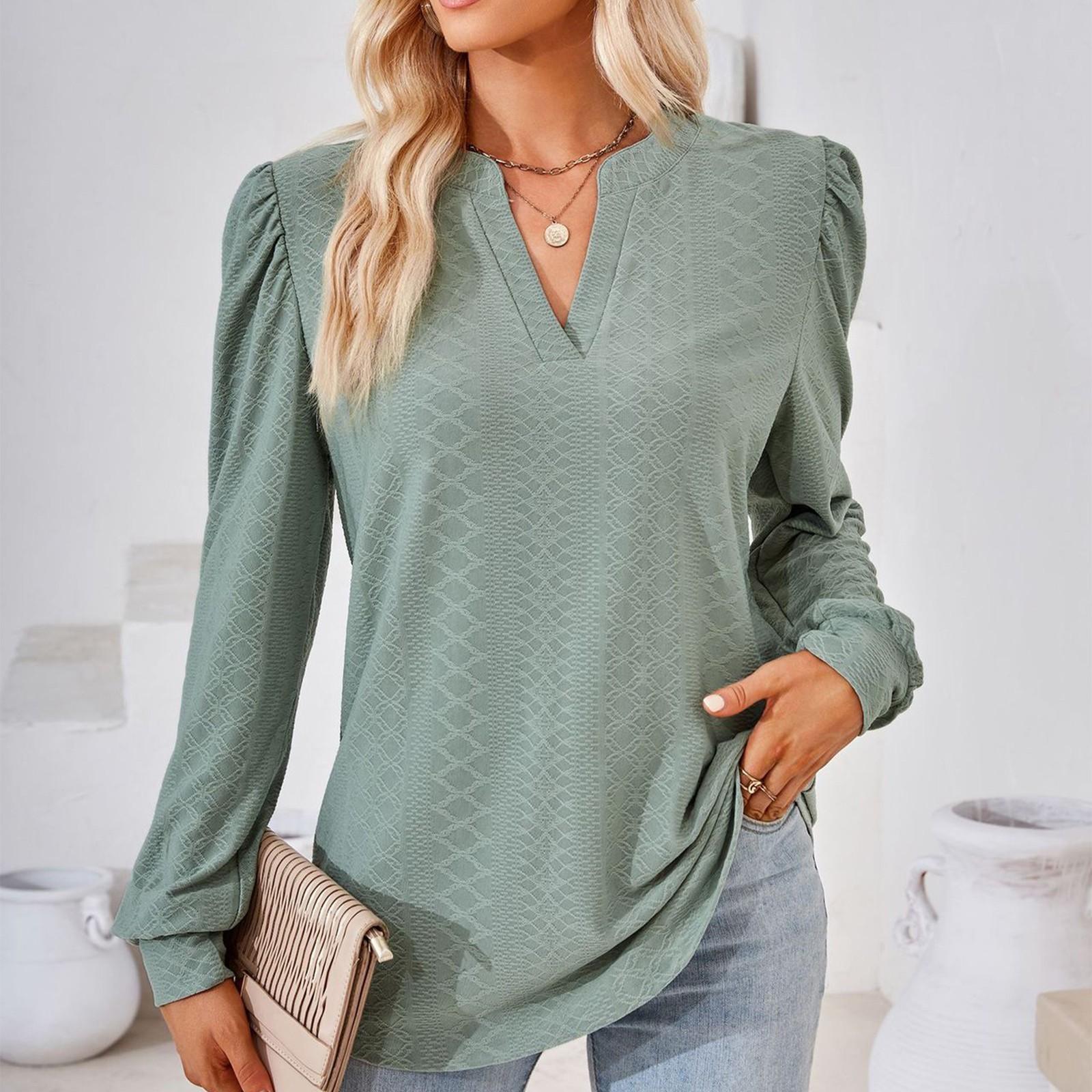 

Женская футболка с длинным рукавом, повседневная, для выходных, модная, базовая, с V-образным вырезом, стандартного кроя M