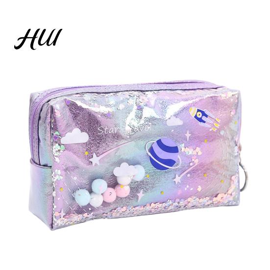 Cute Pencil Bag Case Rectangular Waterproof Stationery with Multiple Compartments Soft Pouch for Pens Erasers Rulers School Office Supplies Holder