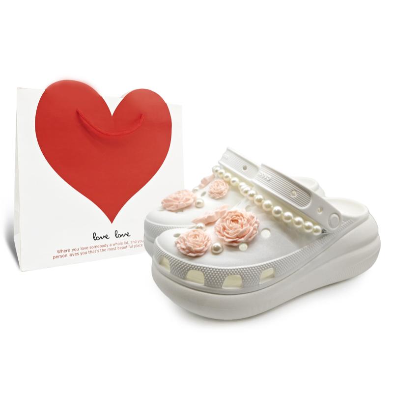 

Crocs Crush Clog SIN3A White Peach Gift Bag Elegant Romantic Hole Shoes Unisex White 39-40 белый