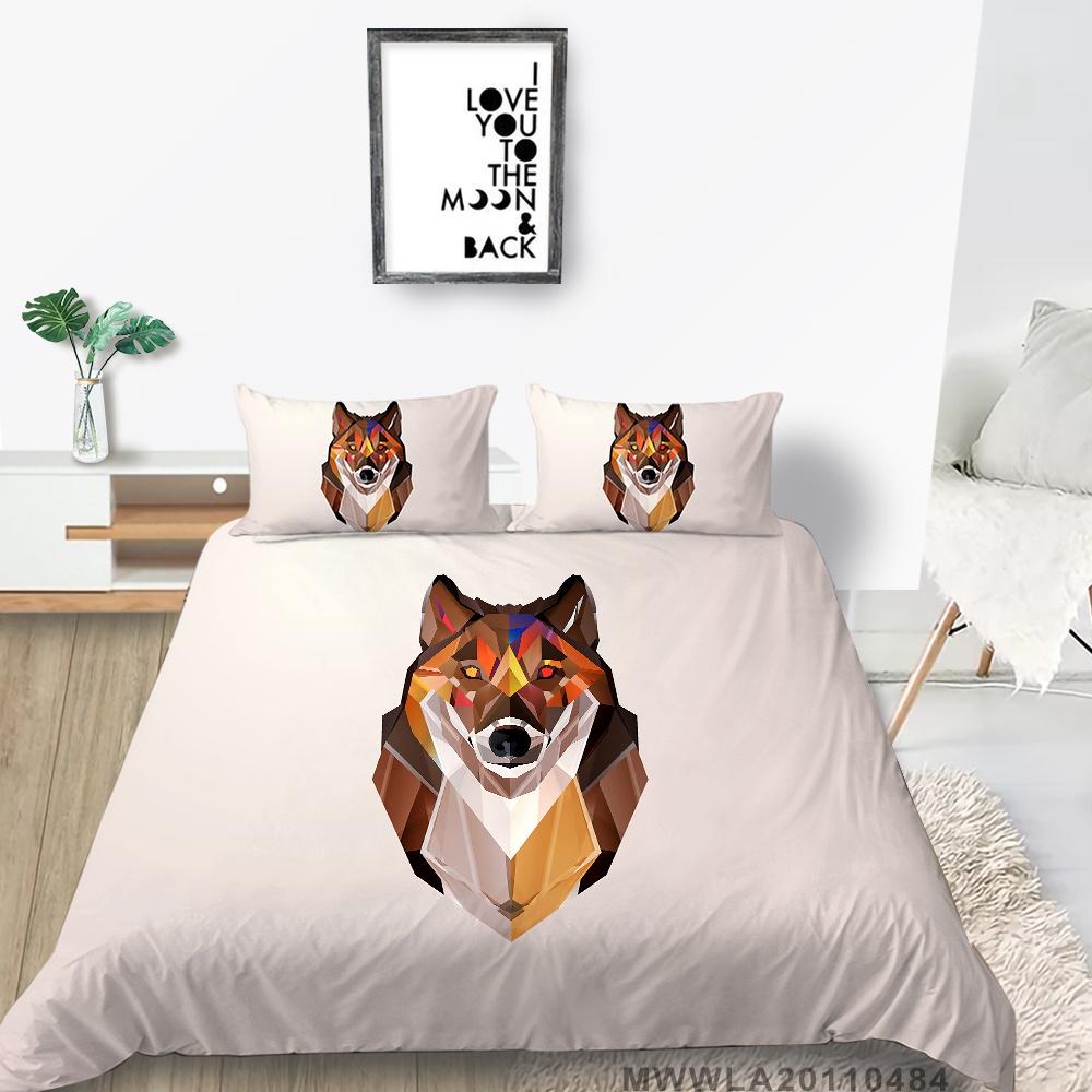 Home Bed Set with Bedding Pillow 2/3 Pcs Duvet Covers Highend 3D Wolf Printed Bedding Suit Home Textiles