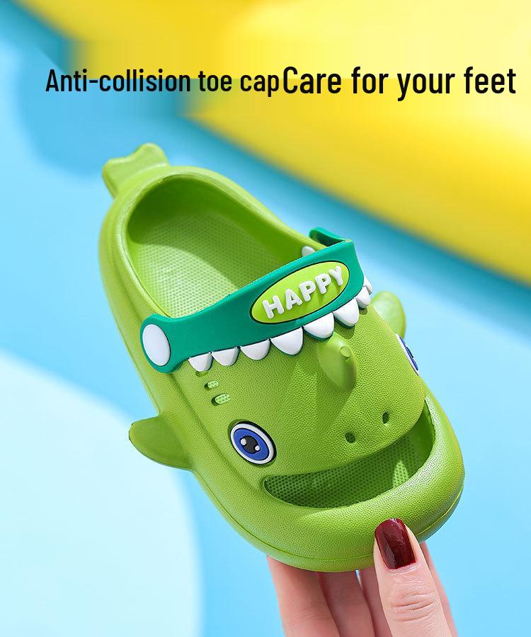 Shark EVA Perforated Summer Sandals for Kids - Non-slip Cartoon Indoor Slippers for Boys and Girls.
