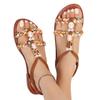 Women's Bohemian Style Sandals, Summer Colorful Woven Beaded Round Toe Comfort Flat Sandals