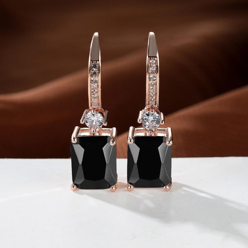 Wish explosive platinum micro-inlaid zircon square diamond quadrilateral stud earrings couple light luxury temperament jewelry