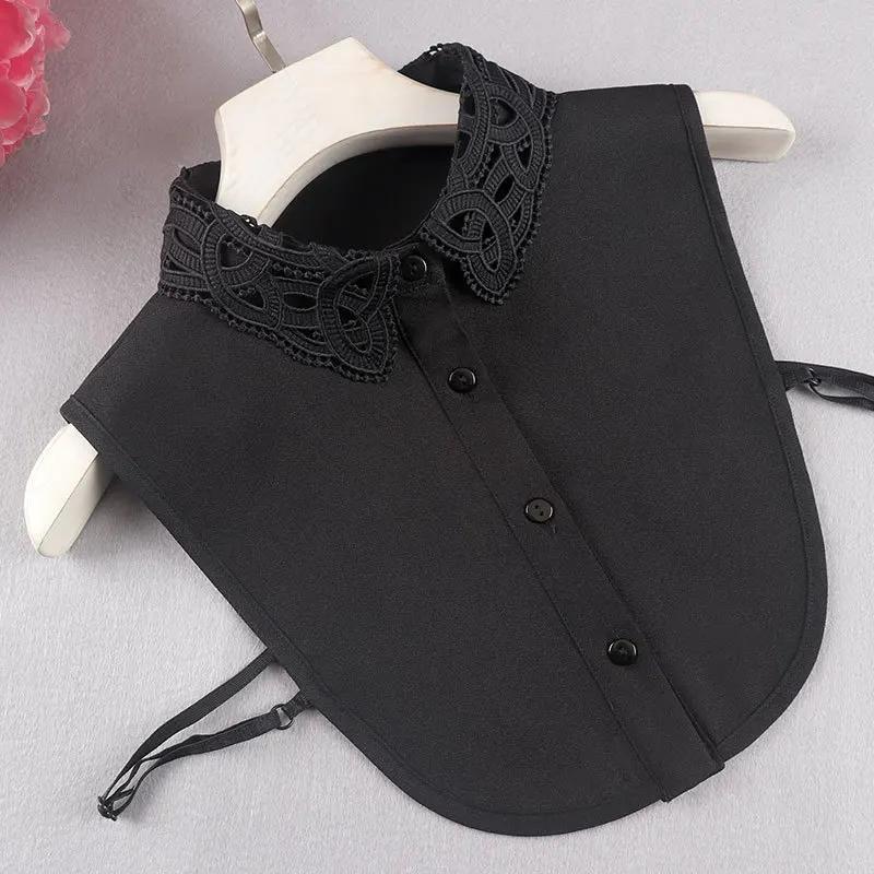 Mote Kvinner Svart Falsk Krage Skjorte Falsk Krage Damer Revers Skjorte Bluse Avtakbar Krage Genser Kjole Topp Dekorasjon