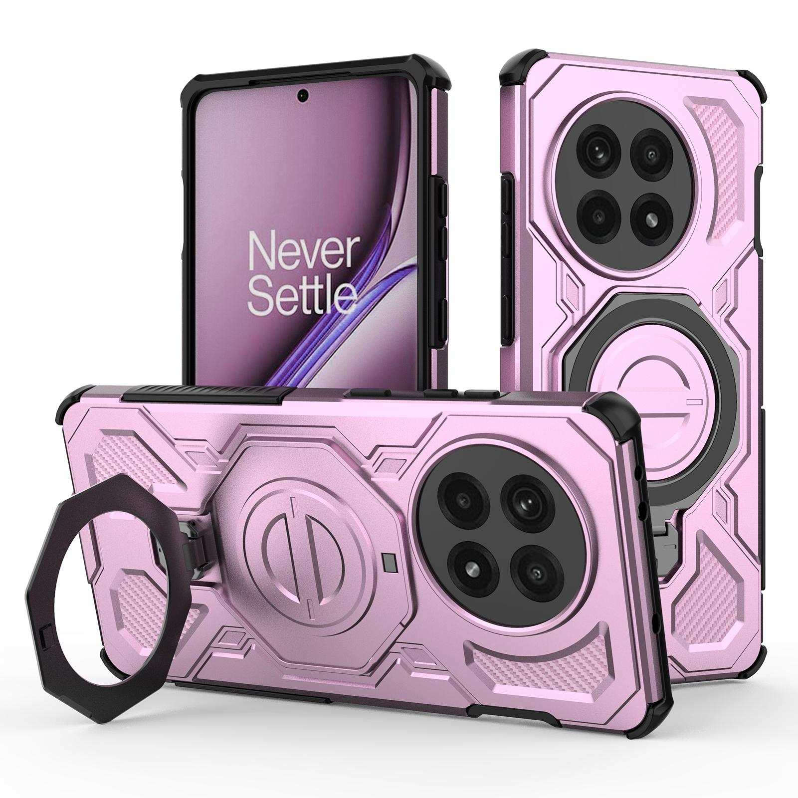 

Магнитный чехол для телефона для OnePlus Ace 5 Pro 5G/Ace 5 5G/13R 5G Вращающаяся металлическая подставка PC+TPU Задняя крышка Pink