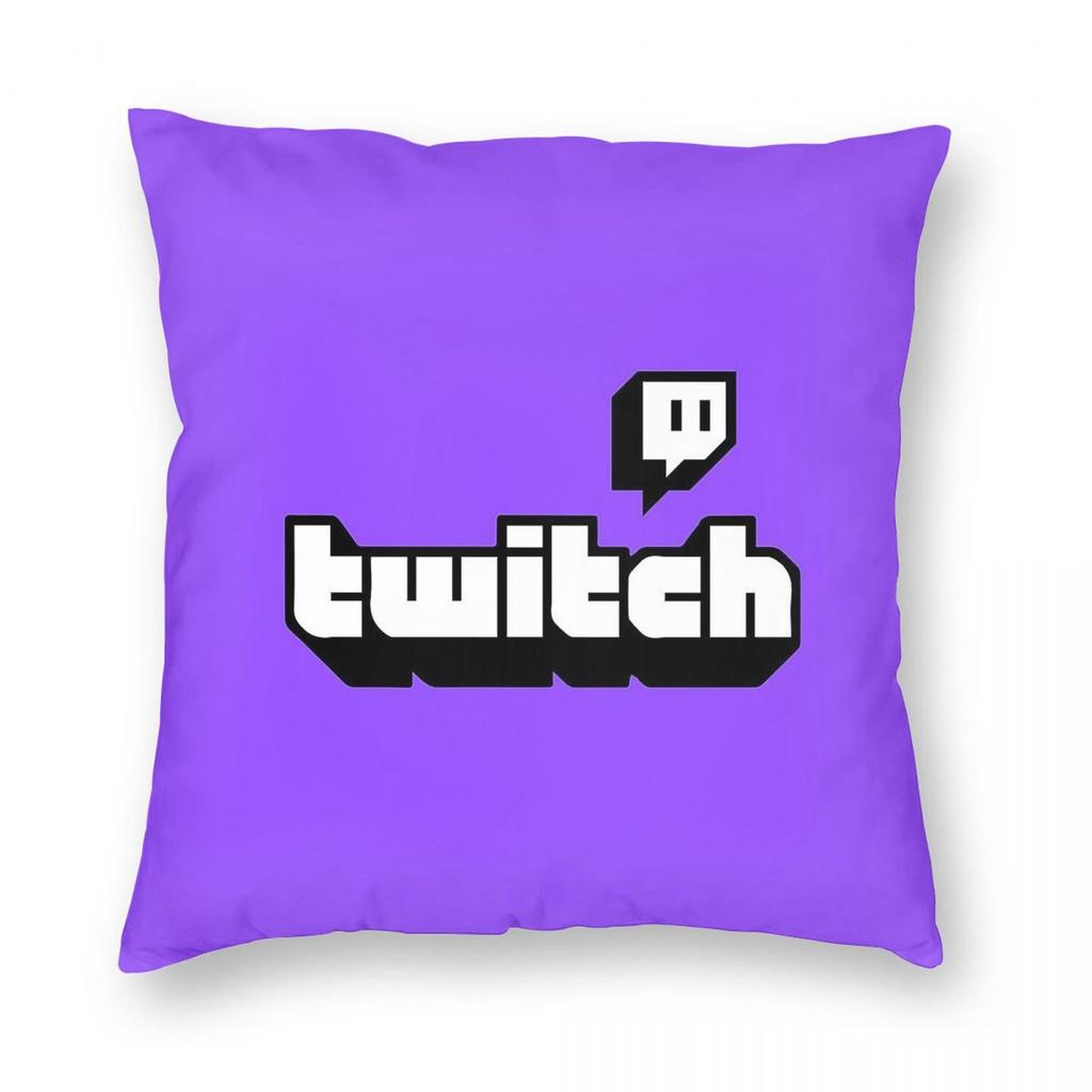 Federa Cuscino Quadrata Logo Twitch Poliestere Lino Velluto Fantasia Zip Decorativa Federa Cuscino da Lancio Copricuscino per la Casa