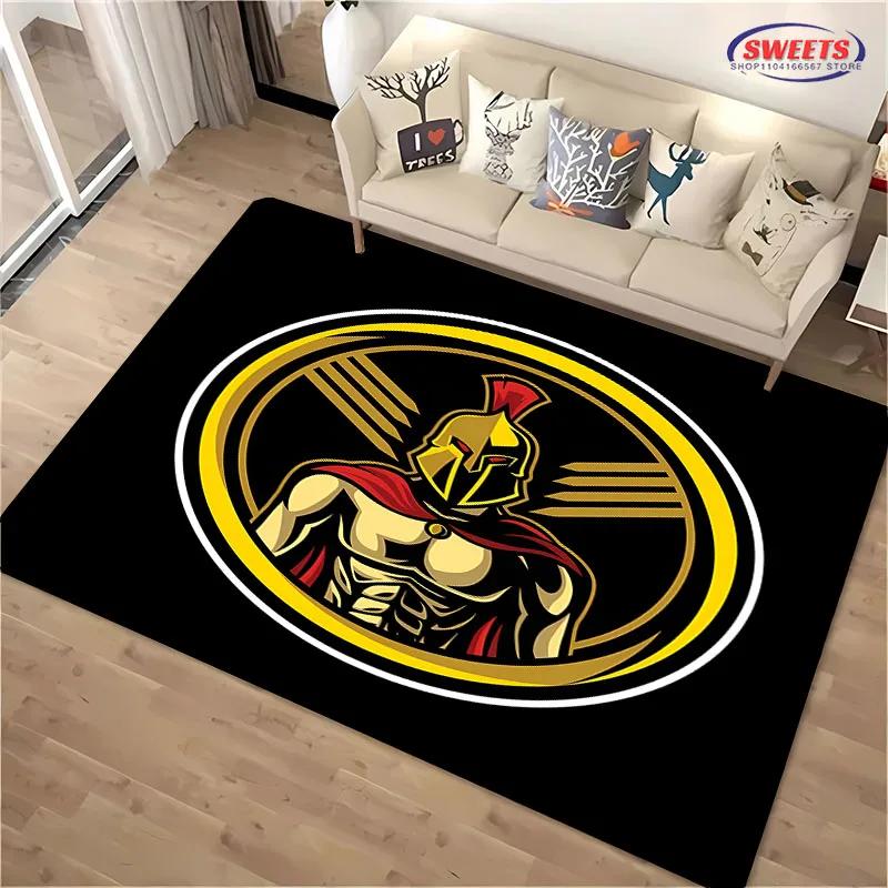 3D HD Printing Spartan Sparta Warrior Logo Carpet for Living Room Bedroom Mat Sofa Doormat Floor Rug Anti-slip Decor Durable Mat