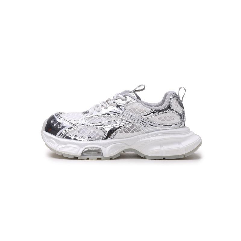 2025 summer new thick-soled thin-mesh breathable dad shoes women's versatile air cushion straps small height-increasing casual shoes