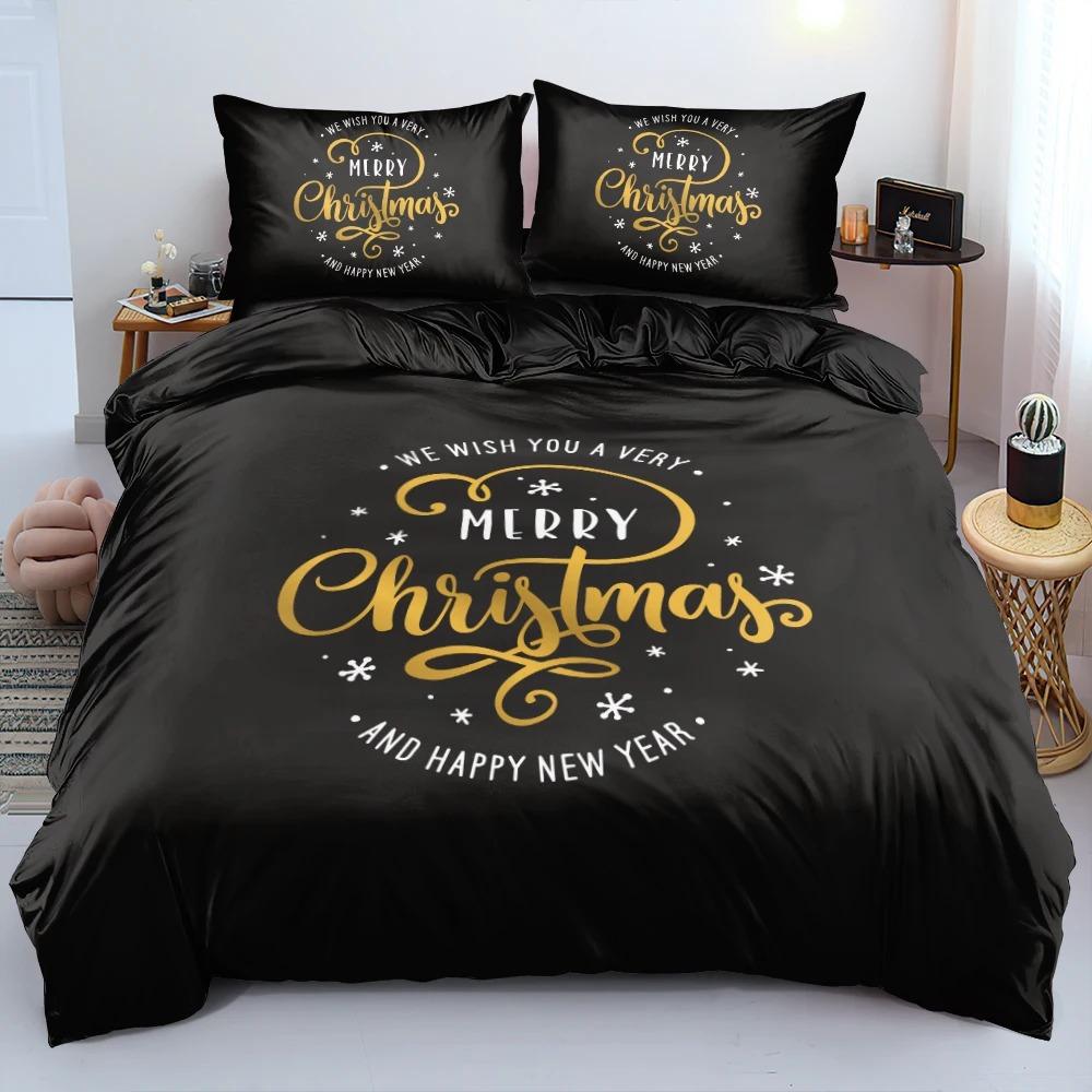 3D Merry Christmas Duvet Cover Set And Pillowcase(s) King/Queen/Double Quilt Covers Set 3D Bedding Sets Queen Size 2/3pcs