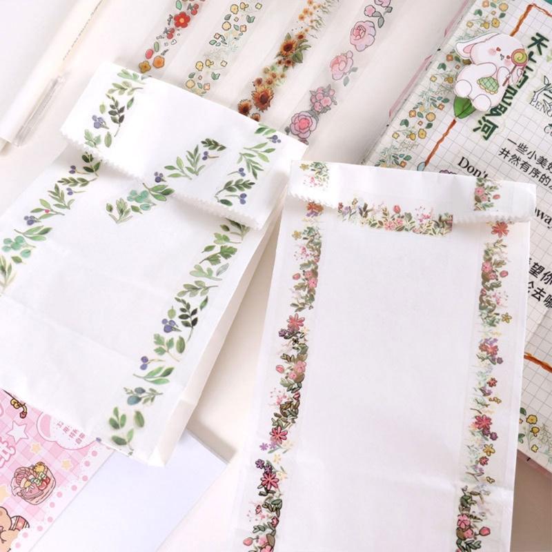 12 Rollen Blumendrahtband 15mmX2M Dekoband Ästhetisches PET-Band für Scrapbooking Journal Notizbuch Album Handyverpackung