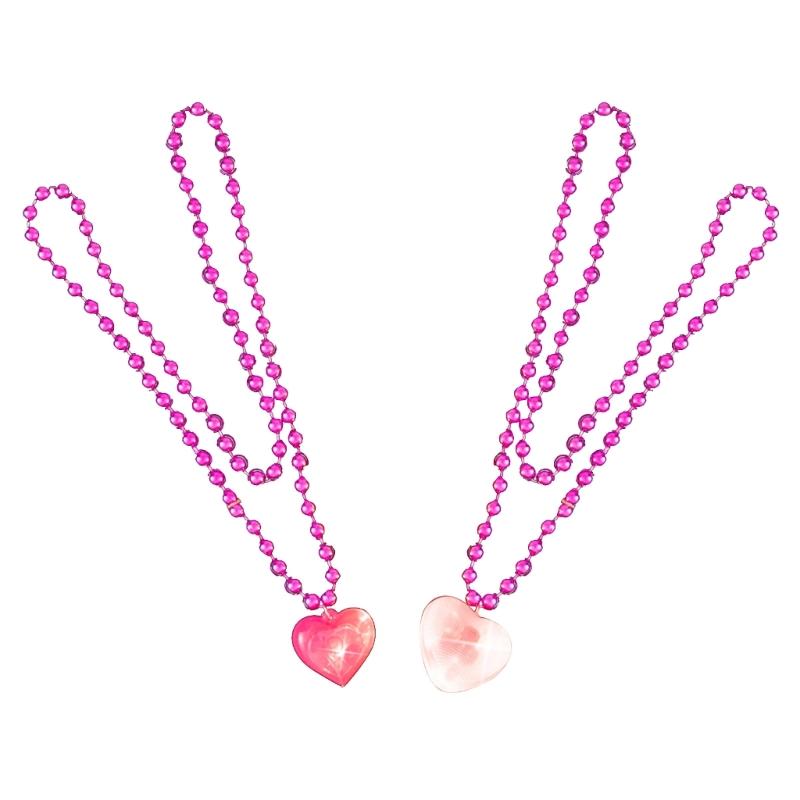 Light Up Heart Necklace Glowing Heart Necklaces LED Flashing Necklace Pink Party Accessories for Adults Women Gifts