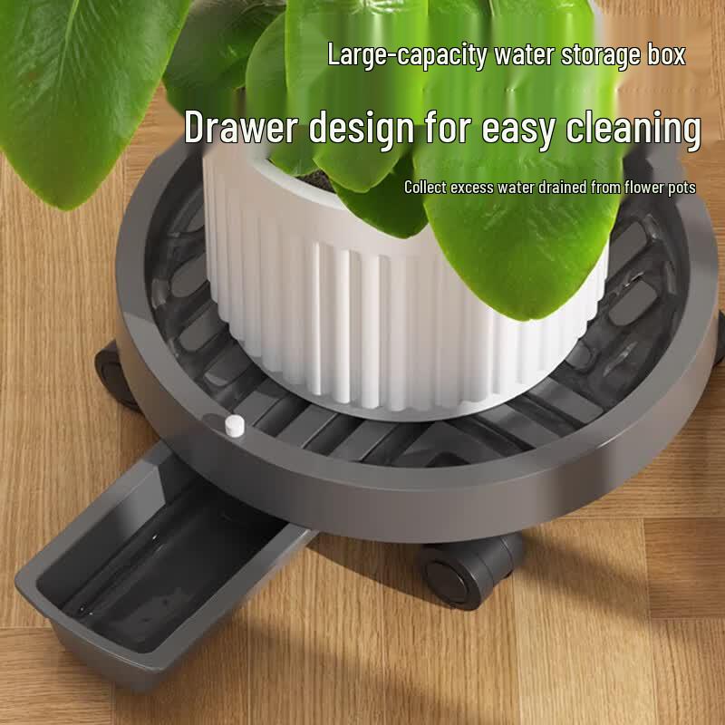 Mobile Rolling Flower Pot Caddy with Water Tray
