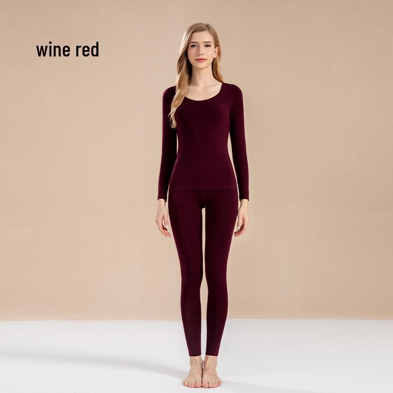 

Жіночий осінній комплект з чистої бавовни однотонного кольору: Легкий светр та штани - М який базовий шар для дівчат-студенток, Тонка тепла білизна для осені/зими. L (100-120 lbs)