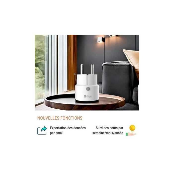 Prise connectée Konyks Priska Max - Mini prise Wi‑Fi + Bluetooth blanche, 16A, suivi conso