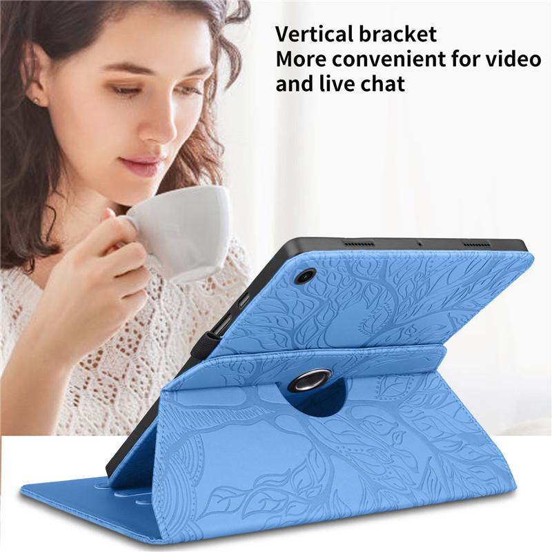 Pouzdro na tablet pro Lenovo Tab M10 Plus 3rd Gen TB125FU Pouzdro Tree embossed o 360 stupňů otočný otočný stojan pro Lenovo Tab M10 Plus Pouzdro 3rd Gen