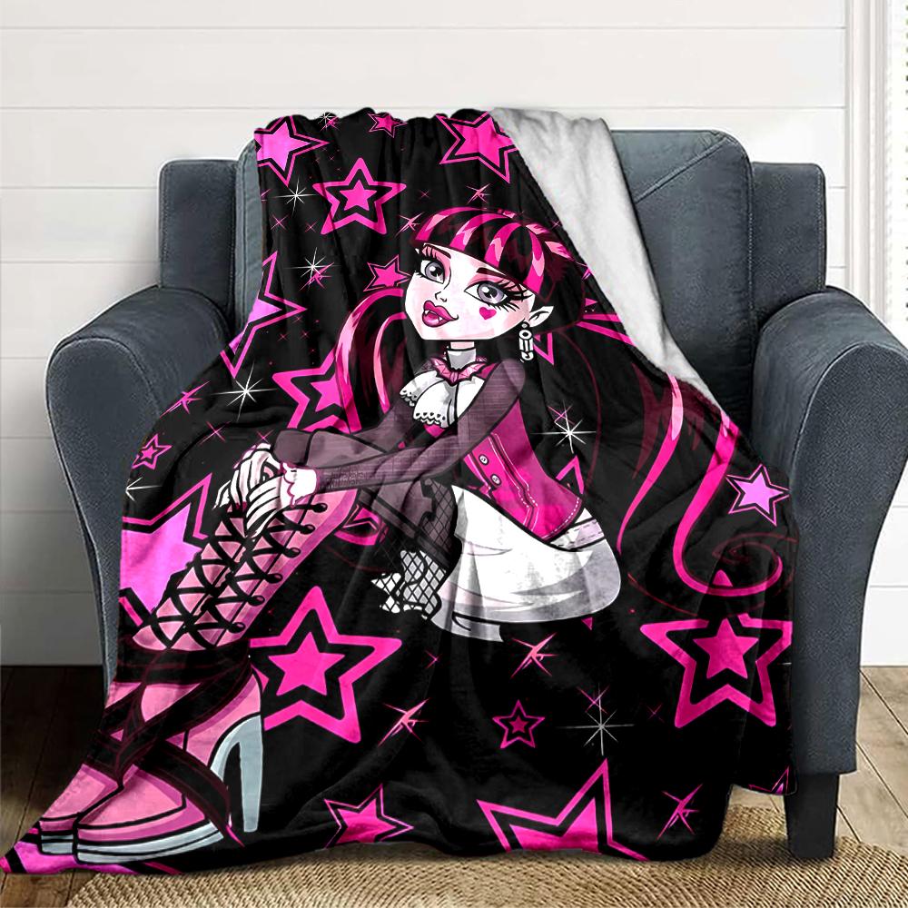 1Pc Monster High Starry Night Blanket For Couch Bed Plush Cozy Fuzzy Blanket Super Soft Warm Blankets For Fall And Winter 091828