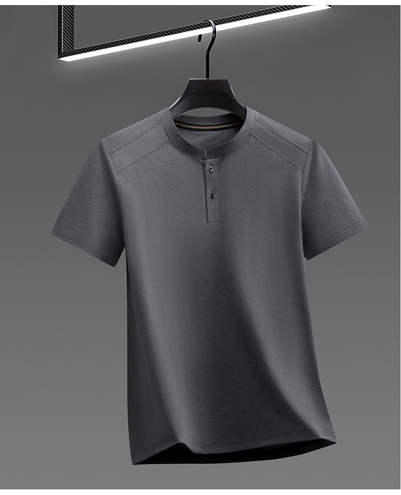 Men's Summer Short Sleeve Henley Collar Polo Shirt - Loose Fit, Solid Color, Casual Versatile T-shirt