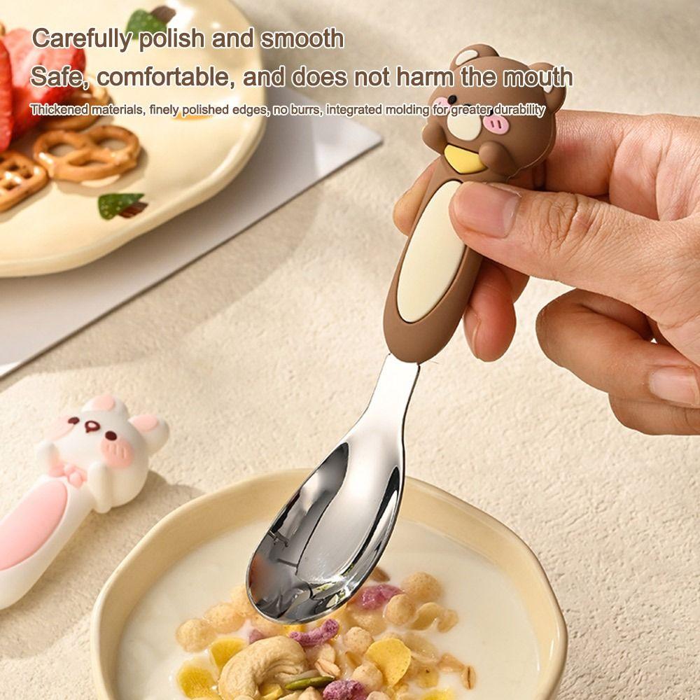 316 Stainless Children's Tableware Spoon Anti Slip Handle Deepen Soup Spoon