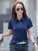 Polo estiva da donna in cotone - Top casual a maniche corte con colletto a revers