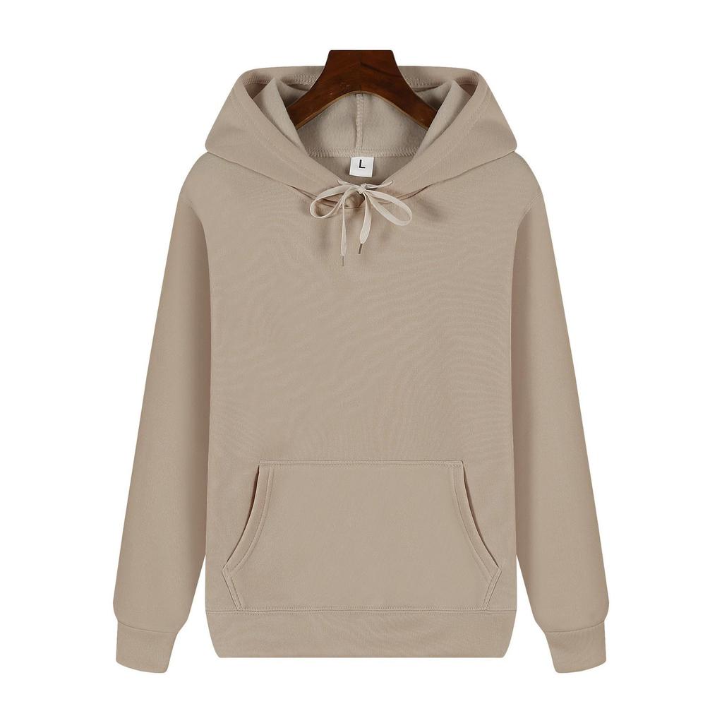 Unisex European & American Style Fleece Hoodies: Solid Color, Long-Sleeve, Sports Casual, Hooded Pullover Sweatshirts