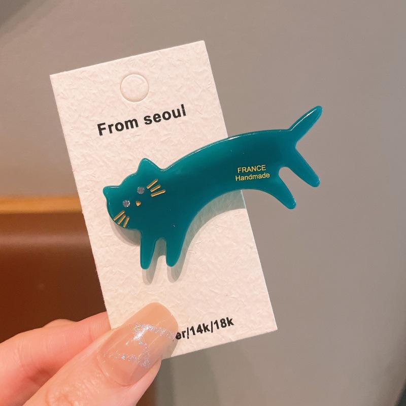 Spring Acetic Acid Cute Cat Hair Clip for Women - Stylish Side Clip & Flyaway Accessory
