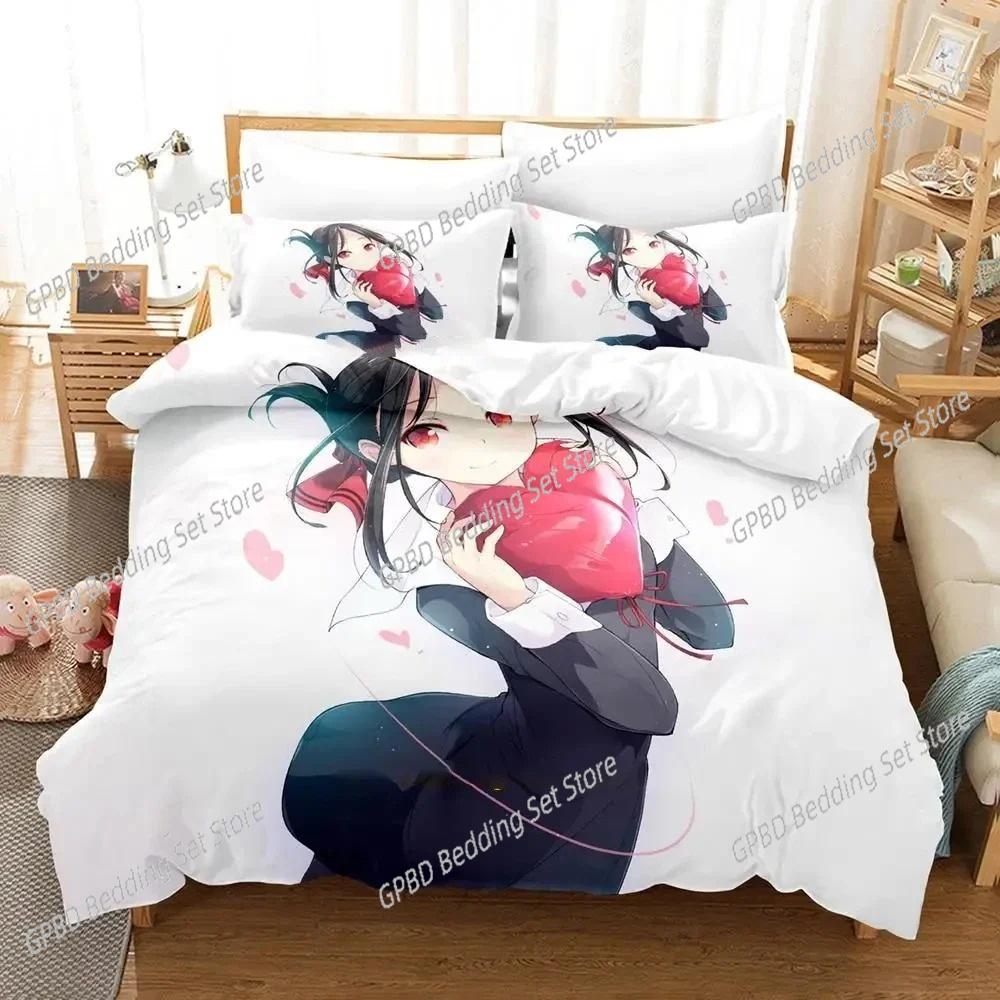 Anime Kaguya-Sama Love Is War 3D Bedding Set Duvet Cover Pillowcases Single Twin Full Queen King Size Home Decor Quilt Boys Gift