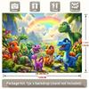 Polyester Cartoon Dinosaur Backdrop, Rainbow Jungle Kids Party Background Banner for Birthday & Baby Shower