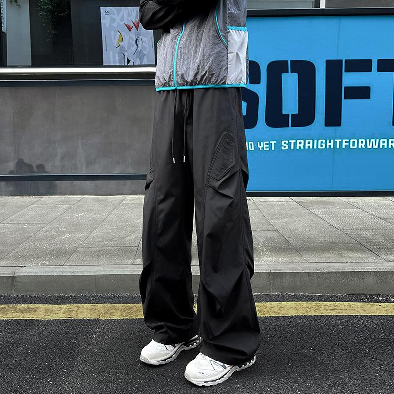 Men Loose Straight Baggy Casual Parachute Cargo Work Long Pants