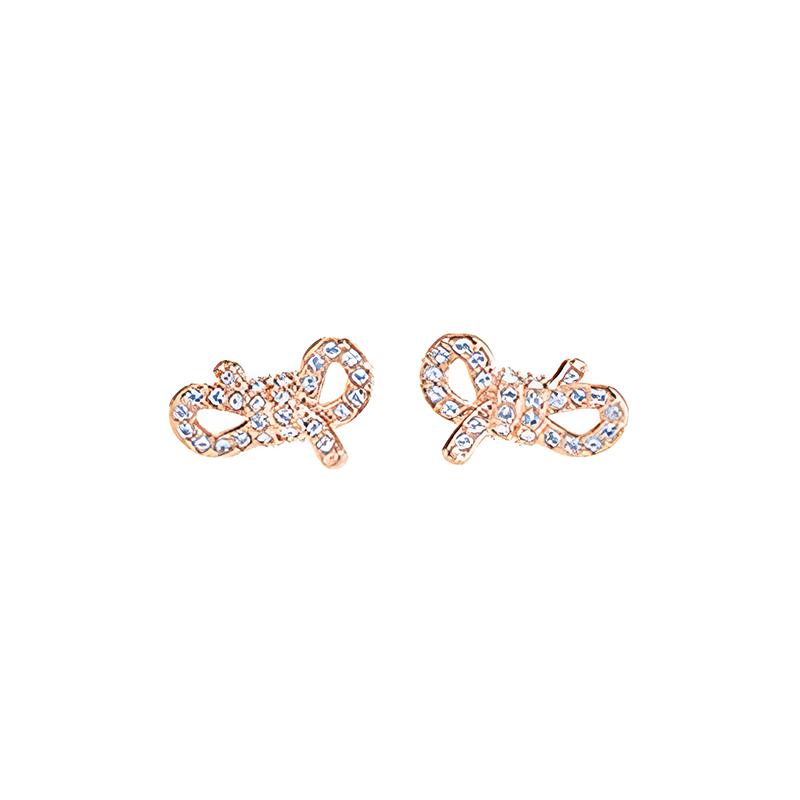 Swarovski Lifelong Bow Crystal Stud Earrings Women s Rose Gold 5501278