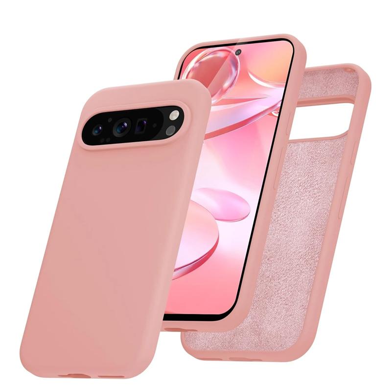 

Розкішний рідкий силіконовий м який тонкий чохол для Google Pixel 9 Pro XL 8 7 6 5 7A 8A 6A 5A з матовим покриттям, однотонний, протиударний чохол For Google 9 рожевий