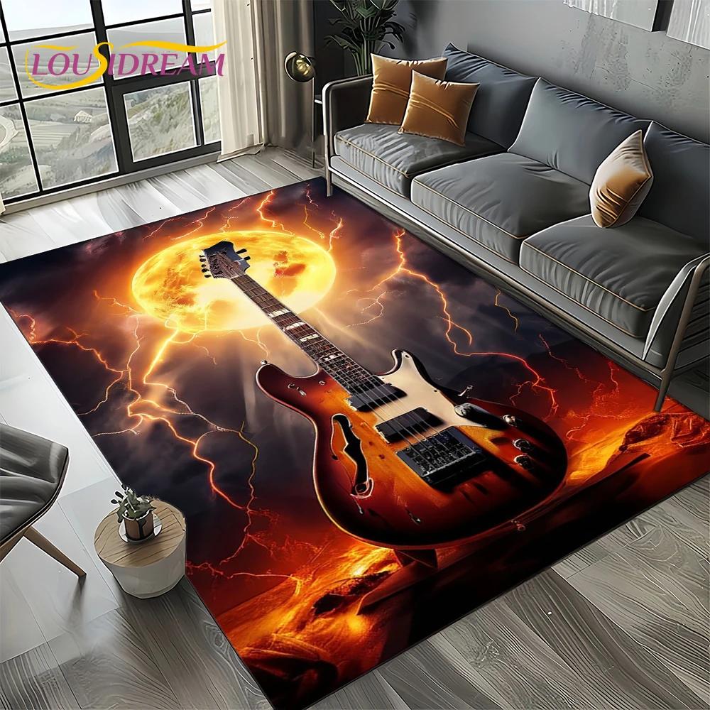 27 Style New Skull Electric Guitar Classical Guitar Carpet Rug for Living Room Bedroom Home Sofa,kid Area Rug Non-slip Floor Mat