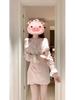 Pink Halter Neck Off-Shoulder Long Sleeve Dress with Lace - Flirty Early Autumn Style