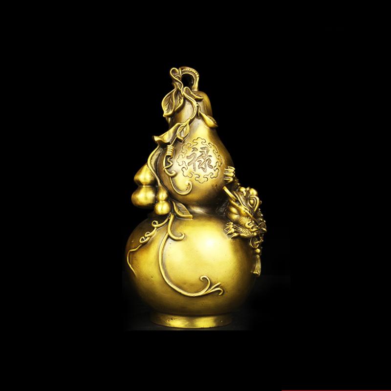 Copper Gourd and Pixiu Ornaments Crafts Home Decoration Feng Shui Accessories Housewarming Gift Sculpture Decor Attract Wealth