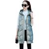 Cotton-padded vest leave-in women's autumn and winter new medium and long vest glossy down cotton vest jacket