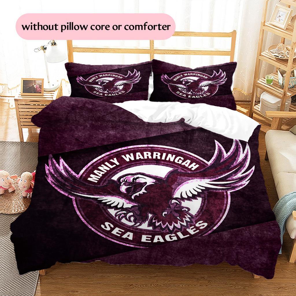 Manly Warringah Sea Eagles Set Copripiumino con Fantasia Decorazione per la Casa Regalo (1 * copripiumino + 2 * federe senza imbottitura)