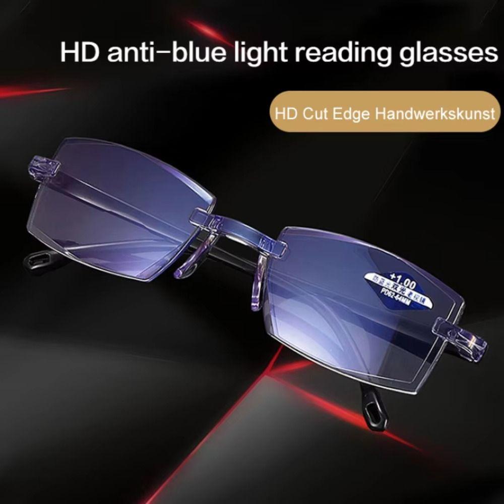 Frameless Presbyopia Eyeglasses Ultralight Anti-blue Light Glasses Men's Reading Glasses  Elder