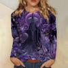 Women's Long-sleeved Loose-necked Halloween Print Casual Top , Suitable for Holiday Parties