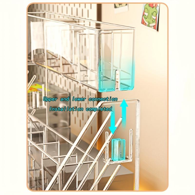 PGY Large Capacity Transparent Acrylic Marker Pen Organizer Multi-grid Plastic Storage Box for Pens Pencils Brushes Art Supplies