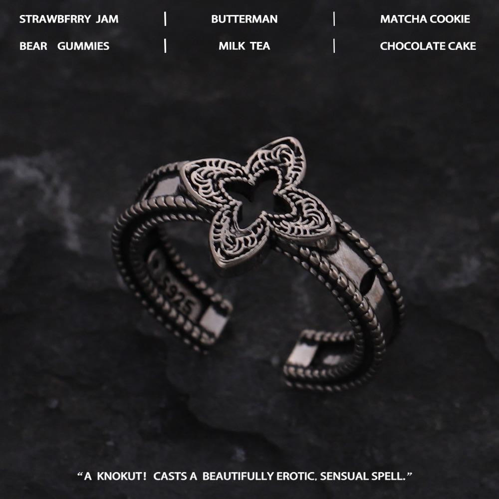 Vintage Four-leaf Clover Ring - Stylish High-end Open Ring for Women adjustable open band