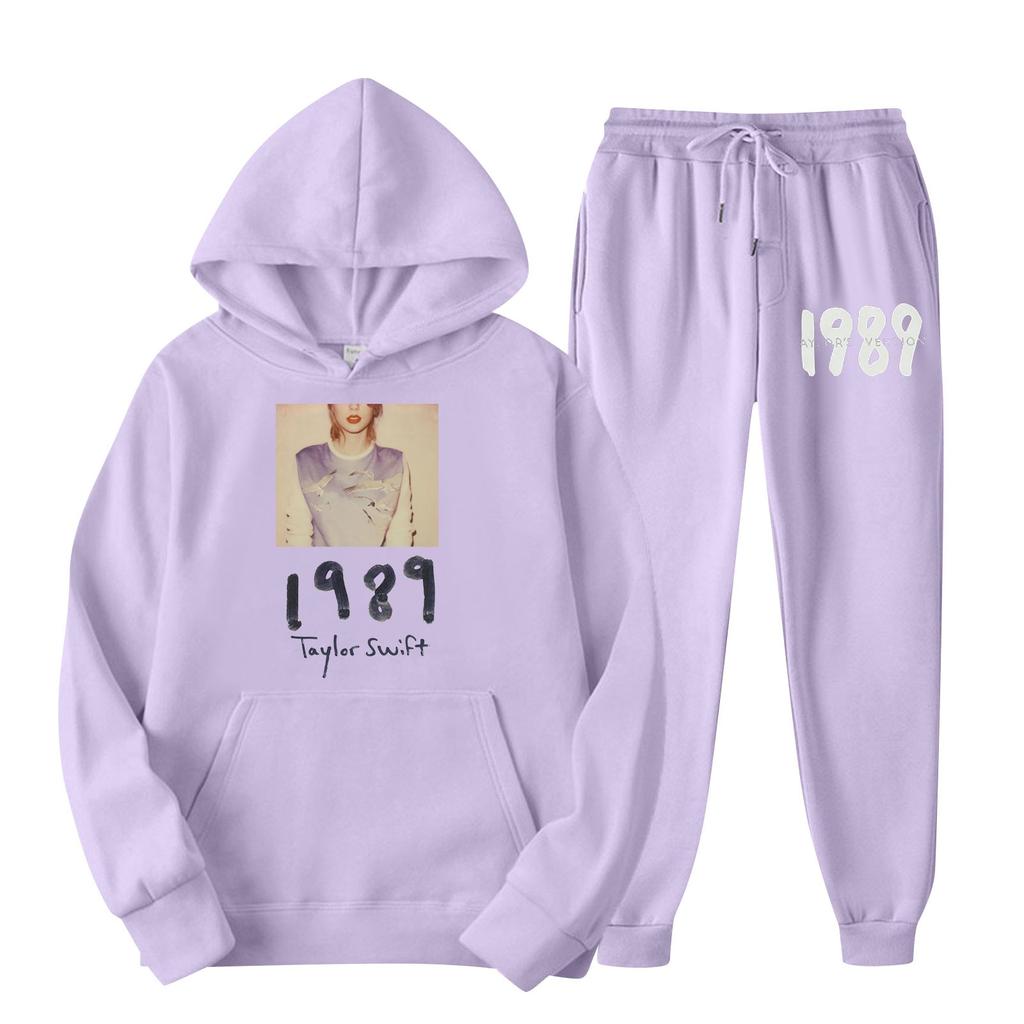 Women's Hooded Sports Tracksuit Unisex Two-Piece Running Outfits Long Sleeve Pullover Hoodies Sweatshirt+Sweatpants Set