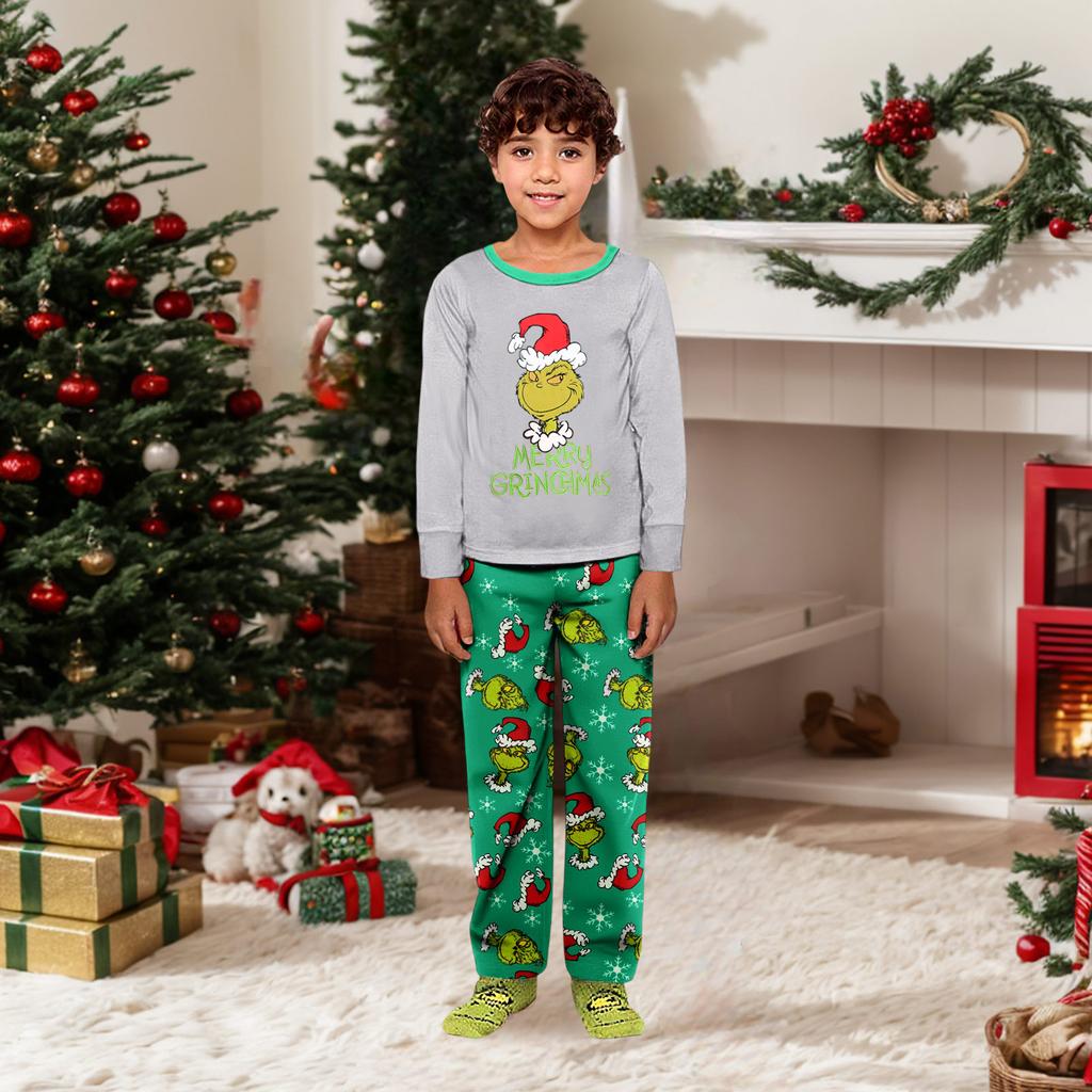 Parent-child Christmas Print Home Suit Long-sleeved Top And Pants
