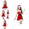 Red Velvet Women Christmas Costume With Soft Touch Santa Claus Dress And Hat