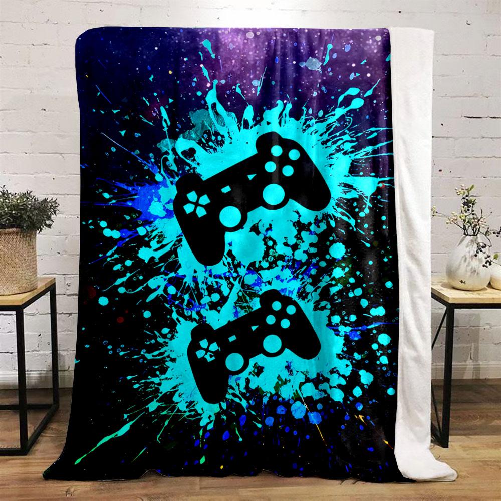 Gaming Controller Splash Design for All Seasons Blanket Lunch Break Throw Gift