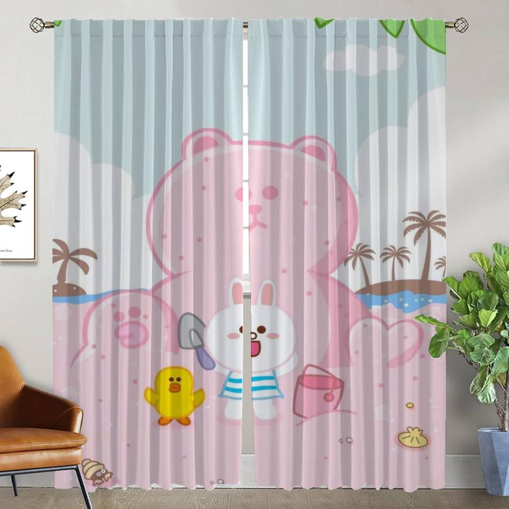 Curtains for Bedroom L-line Friends Elegant Room Curtains 2 Pieces Shades Halloween Decoration Living Room Curtain Partition