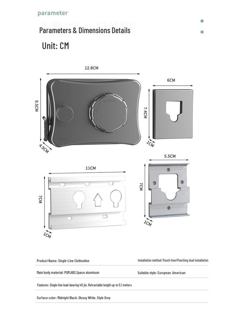 Neviditelný teleskopický sušák na prádlo: Ocelové lanko bez vrtání pro vnitřní/venkovní sušení v koupelně a na balkoně