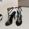 Heels Women 2024 New Summer Line With Europe And The United States Black Banquet Sexy Mink Hair Sandals Women
