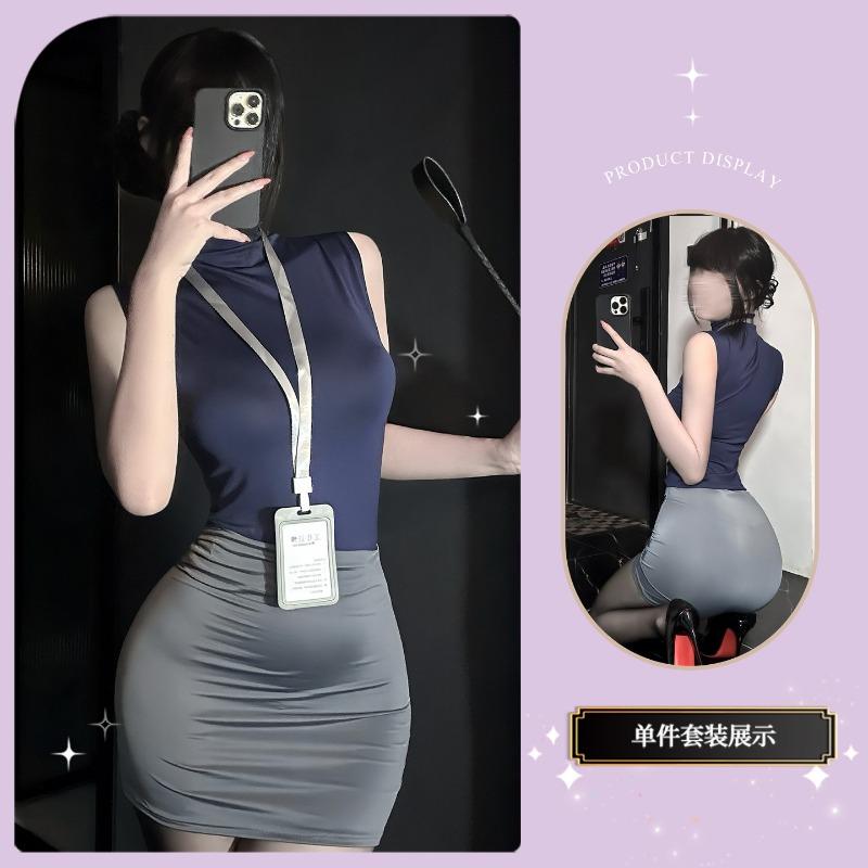 Women Sexy Role Play Secretary Uniform Hip Skirt Intimate Lingerie Set