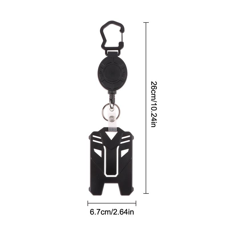 Retractable Badge Holder Heavy Duty Badge Clip Carabiner Keychain ID Card Holder Outdoor Steel Wire Rope Buckle Spring Keyring
