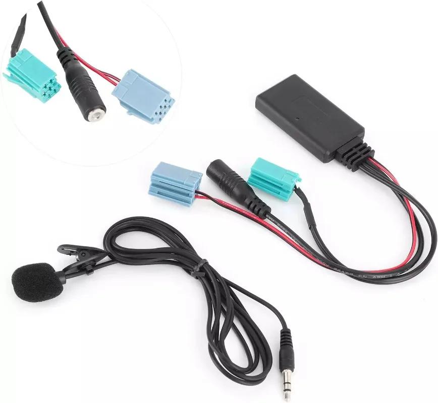 Cable 6Pin Cable Car Stereo AUX‑IN Adapter with Microphone Fit for Clio/Espace/Megane
