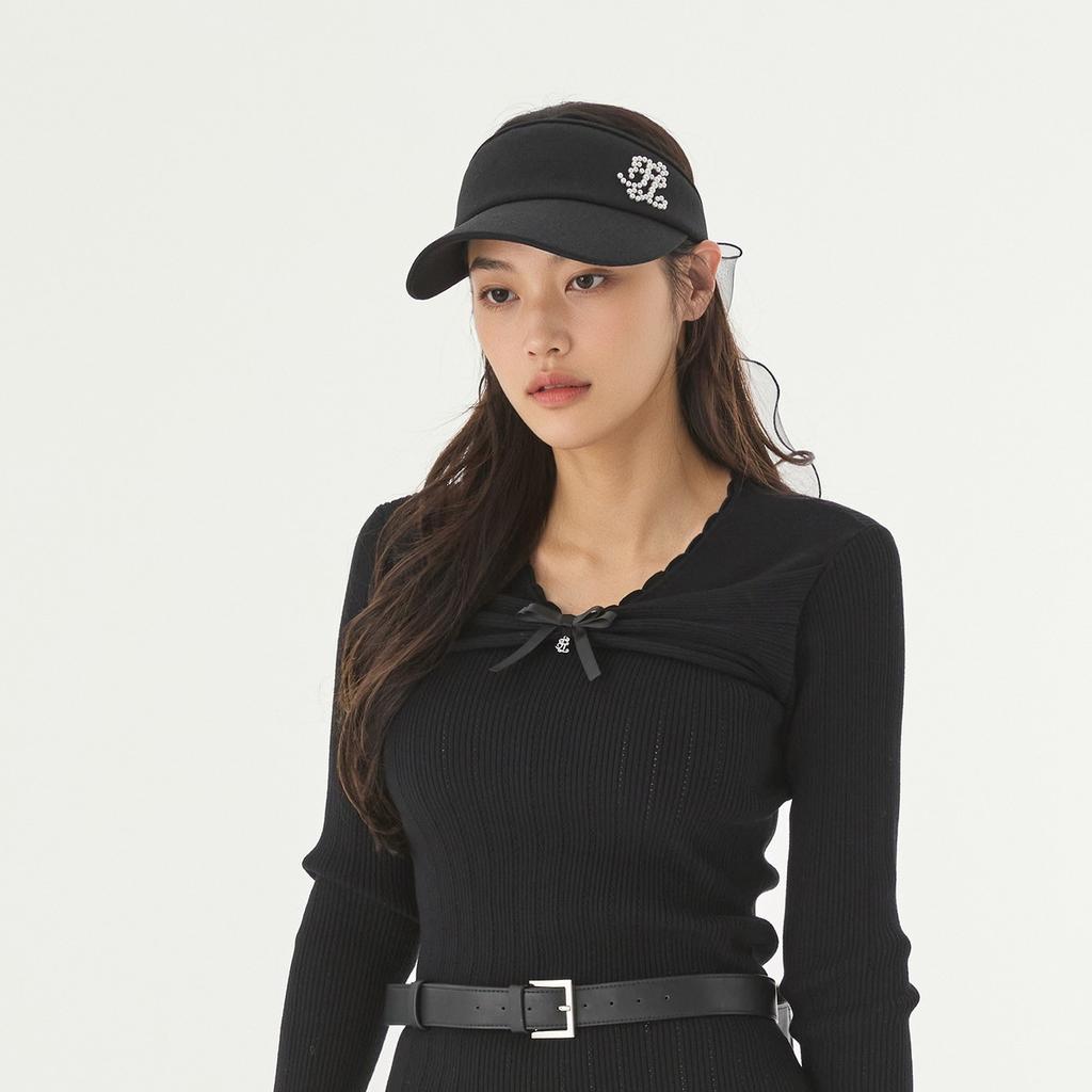 FAIRLIAR GOLF Organza Ribbon Pearl Visor (Black)